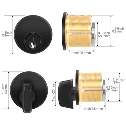 Commercial Mortise Lock Cylinder, Black, with Thumbturn - color: Black