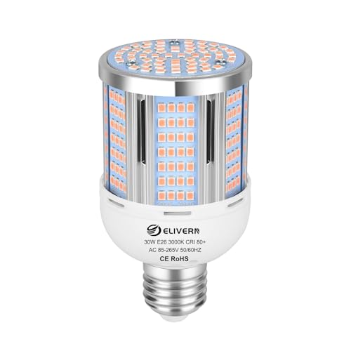 30W LED Corn Light Bulb 3000 Lumen Led Corn Bulb 3000K Warm White E26/E27 Base LED Light Bulb for Home Garage Lighting Garage Backyard Office Household