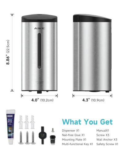 AIKE Automatic Foam Soap Dispenser 25oz for Bathroom,Brushed Steel AK1205FA