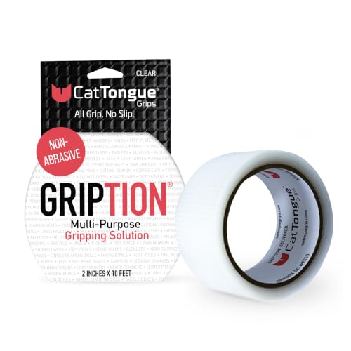CATTONGUE GRIPS 2" x10' Grip Tape Roll, Non-Abrasive, Waterproof, Clear - color: Clear, size: 2" x 10'