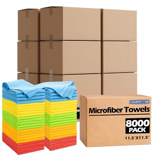 Microfiber Cleaning Cloth, 8000 Pack Cleaning Rags Microfiber Towel Bulk Absorbent Lint-Free WashCloths, All-Purpose Towels for Cars, Shop, Automotive, Garage, Home Kitchen 11.5"*11.5" - color: Assorted, size: 8000 Pack