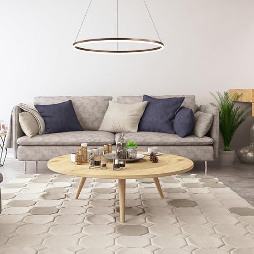 LightInTheBox Modern LED Ring Chandelier, 23.6" Halo Pendant Light Fixture Circle Minimalist Dimmable Hanging Light Metal Acrylic for Living Room Dinning Room Bedroom (Coffee) - color: Coffee-Dimmable, size: 60cm