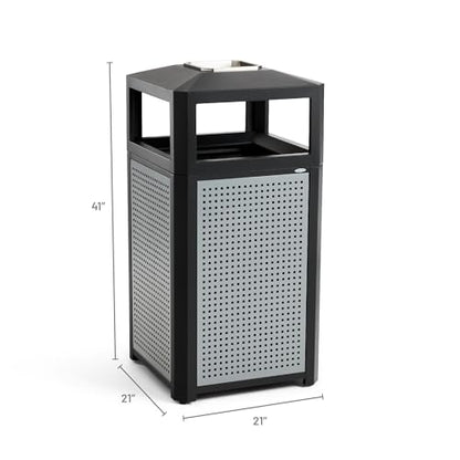 Safco Evos Steel Trash Can, 38 Gallons, Indoor and Outdoor Use, Commercial Garbage Can with Plastic Liner and Ashtray - size: 38 Gallon, style: Side Open/Ash Urn