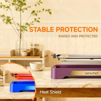 Cleansnap Everyday Electric Griddle, Great Gift for Family Feasts - 20” Nonstick Grill with Foldable Anti-Mess Shield, Rapid 1700W Heat & PPG Ceramic Coating, Dishwasher Safe, Twilight Purple - color: Twilight Purple
