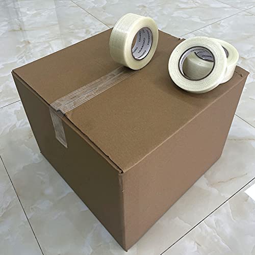 CHUANGSEED 6-Pack Mono Filament Strapping Tape 6.2mil x 2Inch x 60yds Commodity Grade Heavy Duty Transparent Reinforced Fiberglass Tape - size: Mono 2" x 60y 6-Pack