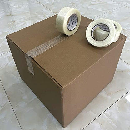 CHUANGSEED 6-Pack Mono Filament Strapping Tape 6.2mil x 2Inch x 60yds Commodity Grade Heavy Duty Transparent Reinforced Fiberglass Tape - size: Mono 2" x 60y 6-Pack