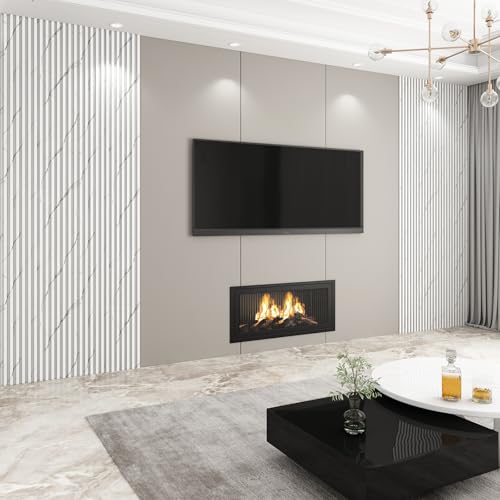 Slat Wall Panel 8-Pack, 118’’x6.1’’, Marble White - size: 118’’x6.1’’-Marble White
