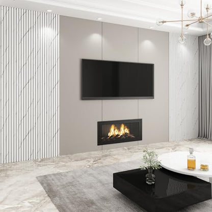 Slat Wall Panel 8-Pack, 118’’x6.1’’, Marble White - size: 118’’x6.1’’-Marble White