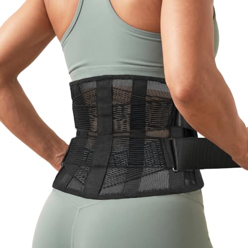 Breathable Back Brace for Women & Men, Ultra-Thin Lower Back Support Belt - size: L/XL(Waist:43"-53")