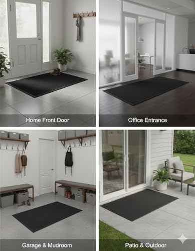 SRDDQLC Door Floor Mat Commercial Grade Large Size Heavy Duty Tough Entry Collection Slip Skid Entrance Mat with Rubber Backing Low Profile and Easy to Clean Indoor Outdoor Rug,2x6FT,Black - size: 2' x 6' (Rectangular)