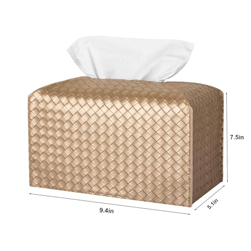Tissue Box Cover Rectangle Leather Facial Paper Holder, Gold - color: Gold, size: rectangle