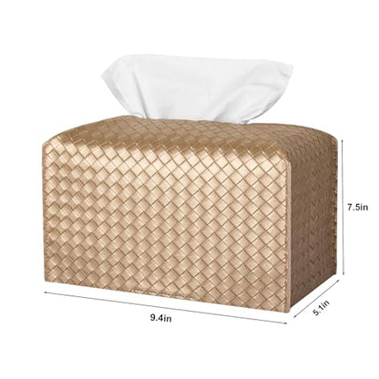 Tissue Box Cover Rectangle Leather Facial Paper Holder, Gold - color: Gold, size: rectangle
