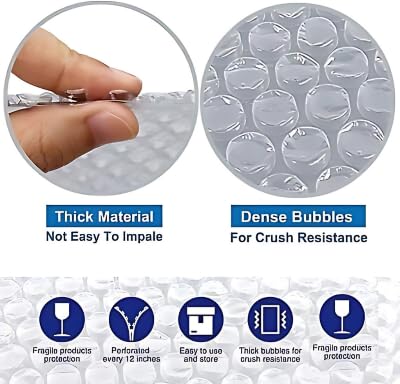 Bubble Cushion Wrap Roll 12 Inch x 175 Feet Total 3/16 Small Bubbles Perforated Every 12" for Packaging Moving Shipping Boxes Supplies 1 Roll 12'' Wide 175 Feet - size: 175 ft x 12" Wide