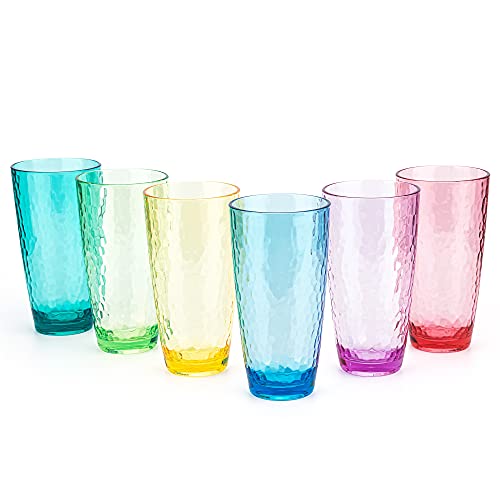 KOXIN-KARLU Hammered 26-ounce Plastic Tumbler Acrylic Glasses, set of 6 Multicolor - color: Multicolor