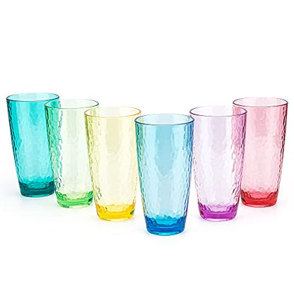 KOXIN-KARLU Hammered 26-ounce Plastic Tumbler Acrylic Glasses, set of 6 Multicolor - color: Multicolor