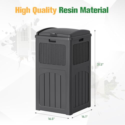 Flamaker 30 Gallon Trash Can, Resin Outdoor Garbage Can with Lid - color: Gray, size: 1 Pack