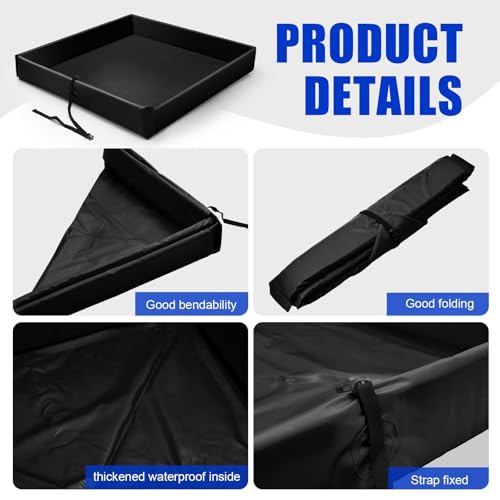 Wettarn 1 Pcs Folding Duck Pond 2’ x 2’ Portable Spill Containment, Black - color: Black, size: 2*2ft