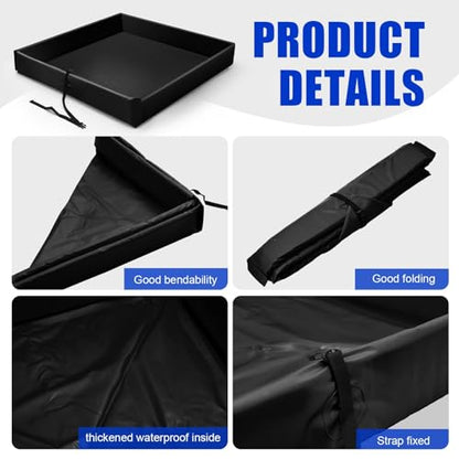 Wettarn 1 Pcs Folding Duck Pond 2’ x 2’ Portable Spill Containment, Black - color: Black, size: 2*2ft
