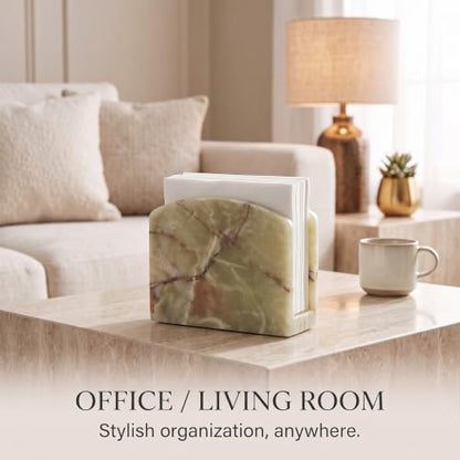 Radicaln Marble Napkin Holder for Table 6.5" Paper Napkin Dispenser Stand - color: Green Onyx