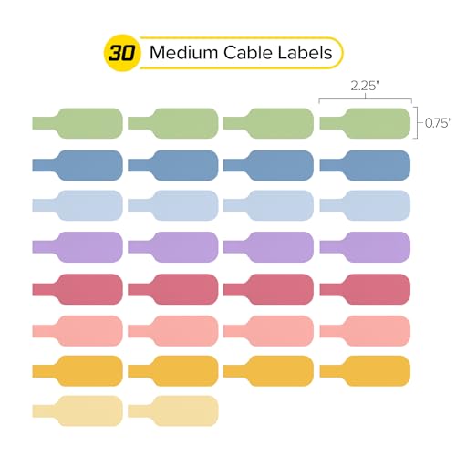 Wrap-It Storage Cable Labels - Medium, Macaron (30-Pack) - color: Macaron, size: Medium