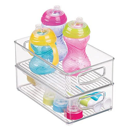 mDesign Small Plastic Baby Nursery and Food Organizer -Storage Holder Bin with Handles for Closet, Cupboard, Cabinet, Drawers, Shelves - Holds Canned Food, Bottles, Formula - Ligne Collection, Clear - size: 10 x 6 x 3 (Pack of 1)