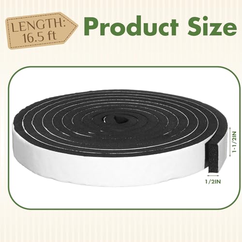 Nuanchu Foam Seal Tape Stripping - size: 1-1/2in Wide X 1/2in Thick X 16.5ft