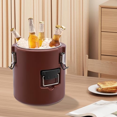 Insulated Food Carrier, 15L/13.62 QT Capacity Catering Hot Box with Stainless Steel Barrel, Food Warmers for Hot or Cold Food Storage Restaurant Canteen Home Party Lunch (brown) - color: 15L-Brown
