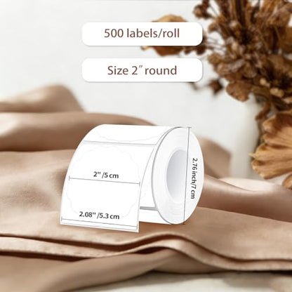 2 Inch Round Thermal Labels, White Flower Thermal Sticker Labels for Small Business, Logo Design, Baking,500 Sheets/1 Roll - color: White, size: 2 inch