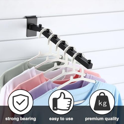 Blulu 10 Pcs 7 Ball Slatwall Waterfall Hook 13.8'' Metal Slat Wall, Black - color: Black