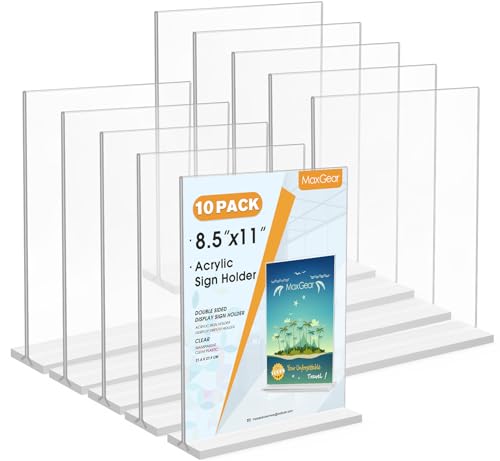 MaxGear Acrylic Sign Holder 8.5" x 11" Double Sided Menu Holder, 10 Pack - size: 10 Pack 8.5X11