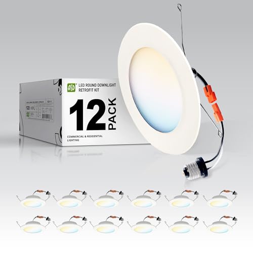 ASD 12 Pack Retrofit LED Recessed Lighting 6 Inch, 5CCT Wafer Lights - color: White Flat, size: 12 Pack