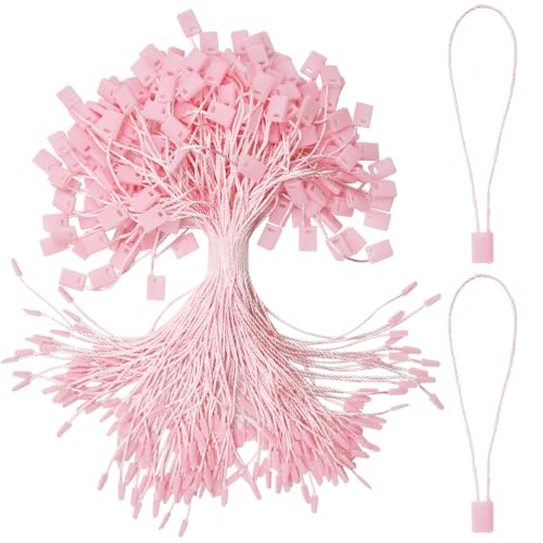 1000Pcs Hang Tag String 7 Inch Nylon String Snap Lock Pin Loop Fastener Hook Ties Easy and Fast to Attach (SZ/Pink) - color: Pink