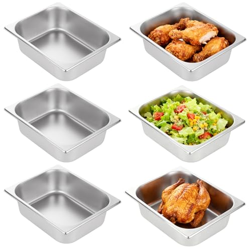 QTLCOHD 6 Pack 1/2 Inch Half Size 4 Inch Deep Hotel Pan - size: 4 inch