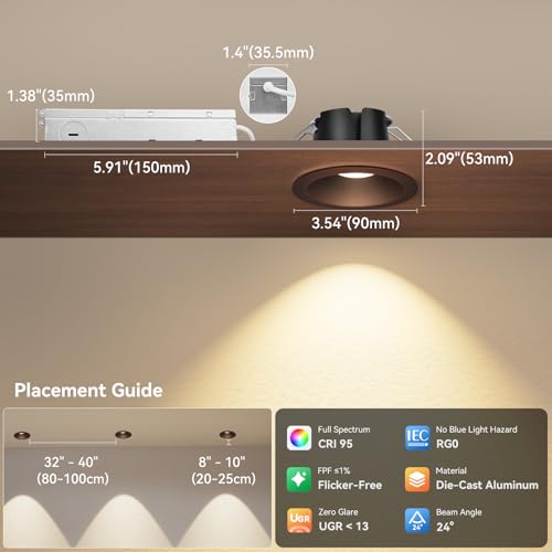 CycevSun Oil Rubbed Bronze 3 Inch Anti-Glare LED Recessed Light, 6 Pack - color: Oil-Rubbed Bronze, size: 3 Inch