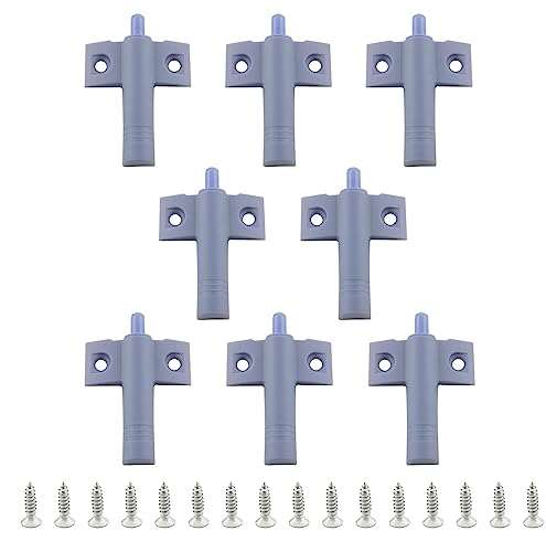 JianLing 8pcs Grey Plastic Soft Close Kitchen Cabinet Door Stop Drawer Quiet Closer Damper Buffers with 16pcs Screws