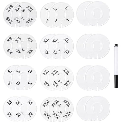 24 Pcs Size Clothing Rack Dividers, Plastic Size Markers for Clothing Racks