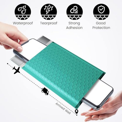 Fuxury 1 Pallet Bubble Mailers 4x8" Teal Padded Envelopes 19200 Pack Bulk - color: Teal, size: 4x8" 19200PC