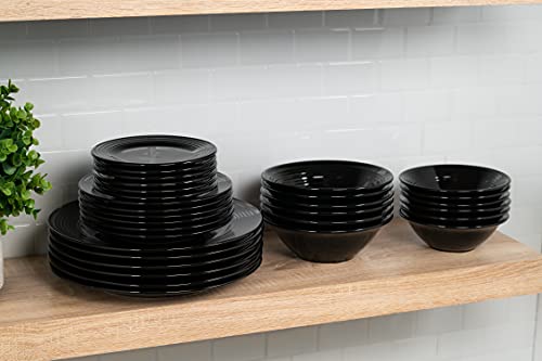 10 Strawberry Street Nova Black Round 62-Piece Dinnerware Set, Service for 6 - color: Black