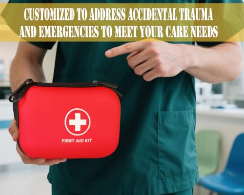 First Aid Kit 196 Piece Waterproof Hard Shell Medical Kits, Red - color: Red