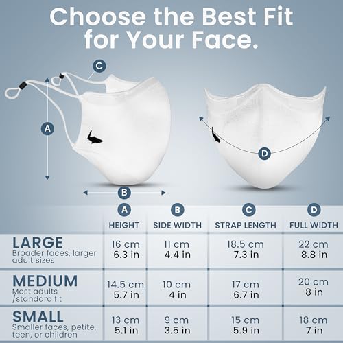 INHERENT Reusable Face Mask, Anti-Odor, Adjustable, Comfortable - style: White - Large