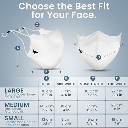 INHERENT Reusable Face Mask, Anti-Odor, Adjustable, Comfortable - style: White - Large