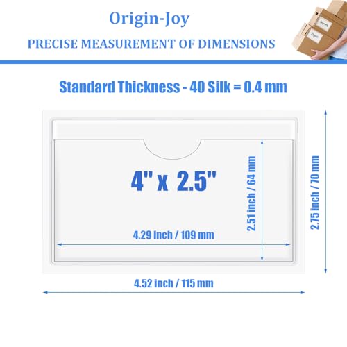 Origin-Joy 35 PCS Self Adhesive Index Card Pockets with Top Open, Clear Plastic Label Holder for Notes, Library and Business, Adhesive Label Pockets & Card Holder (4 x 2.5 inch) - size: 4 x 2.5 inch, style: Horizontal