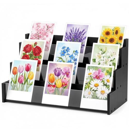 Yuntau 3 Tier Greeting Card Display Stand, Black - color: Black, size: 3 Tier