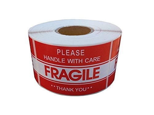 ProLine 3"x5" Fragile Tapes Stamp - Handle with Care Thank You Stickers - 1000 Labels Per Roll Shipping Labels (1 Roll)