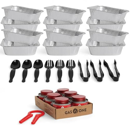 Alpha Living 6 Pack Refill Kit - Disposable Chafing Dish Buffet Set, Welded Body Food Warmers for Parties, Fuel Cans, Half Size Pans, Warming Trays - size: Refill Kit (No Racks)