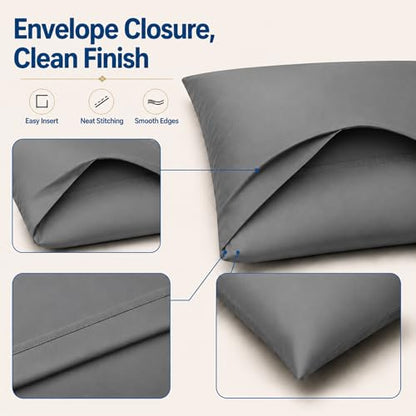 ZPECC Bulk Grey Pillow Cases Standard Size 24 Pack with Envelope Closure - color: Gray, size: Standard