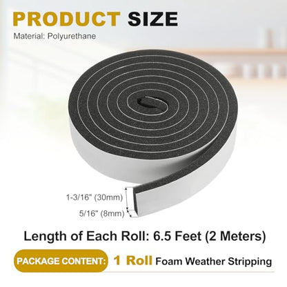 uxcell Weather Stripping Door Seal, 1-3/16" x 5/16" (1 Roll, 6.5Ft) - size: 1-3/16" x 5/16" (6.5 Ft)