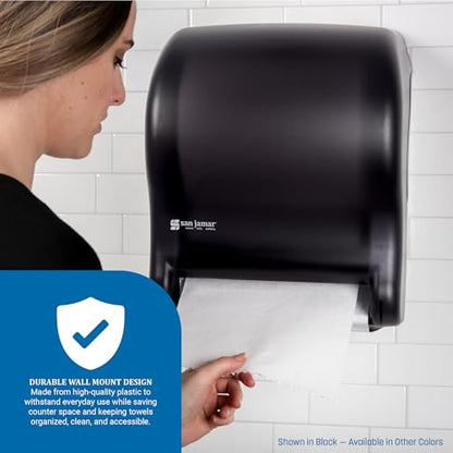 San Jamar Tear-N-Dry Essence Automatic Dispenser, Wall Mount, Plastic, Black Pearl