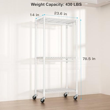 FUTASSI Rolling Clothes Rack, Clothing Racks for Hanging Clothes, White - color: White, size: P3 Mini