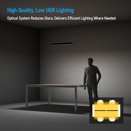 LEONLITE 2-Pack 4FT Linkable Anti Glare LED Linear Light, Louvered Lens